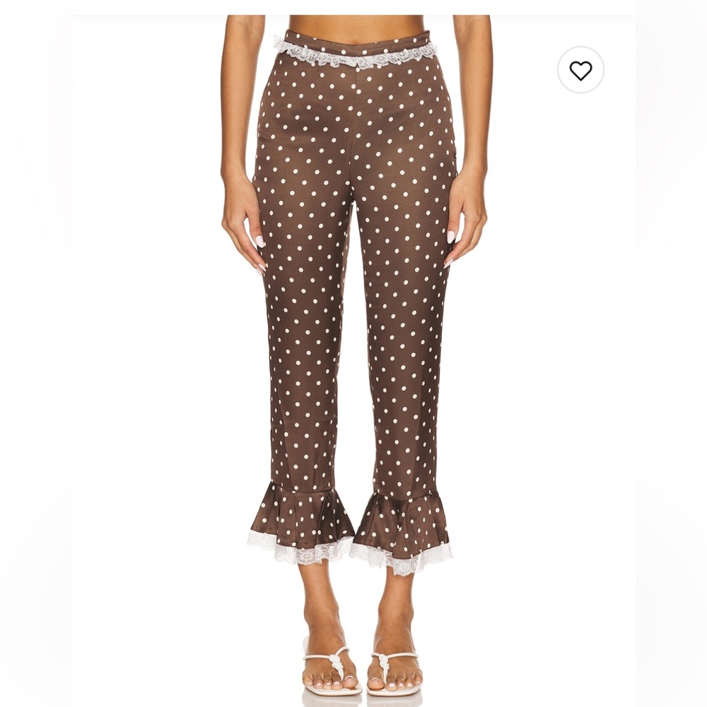 For Love And Lemons Chocolate Dot Ruffle Capris
